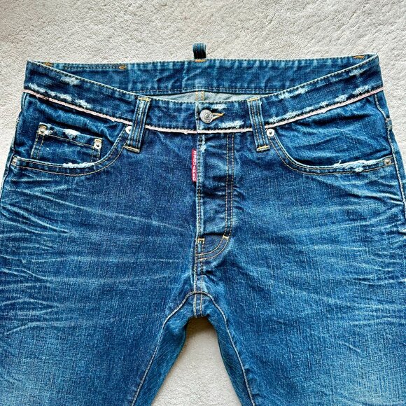Made-in-Italy DSQUARED2 Selvedge Denim LOGO Jean SHORTS Size 48 EUR | 32 US - Picture 5 of 15